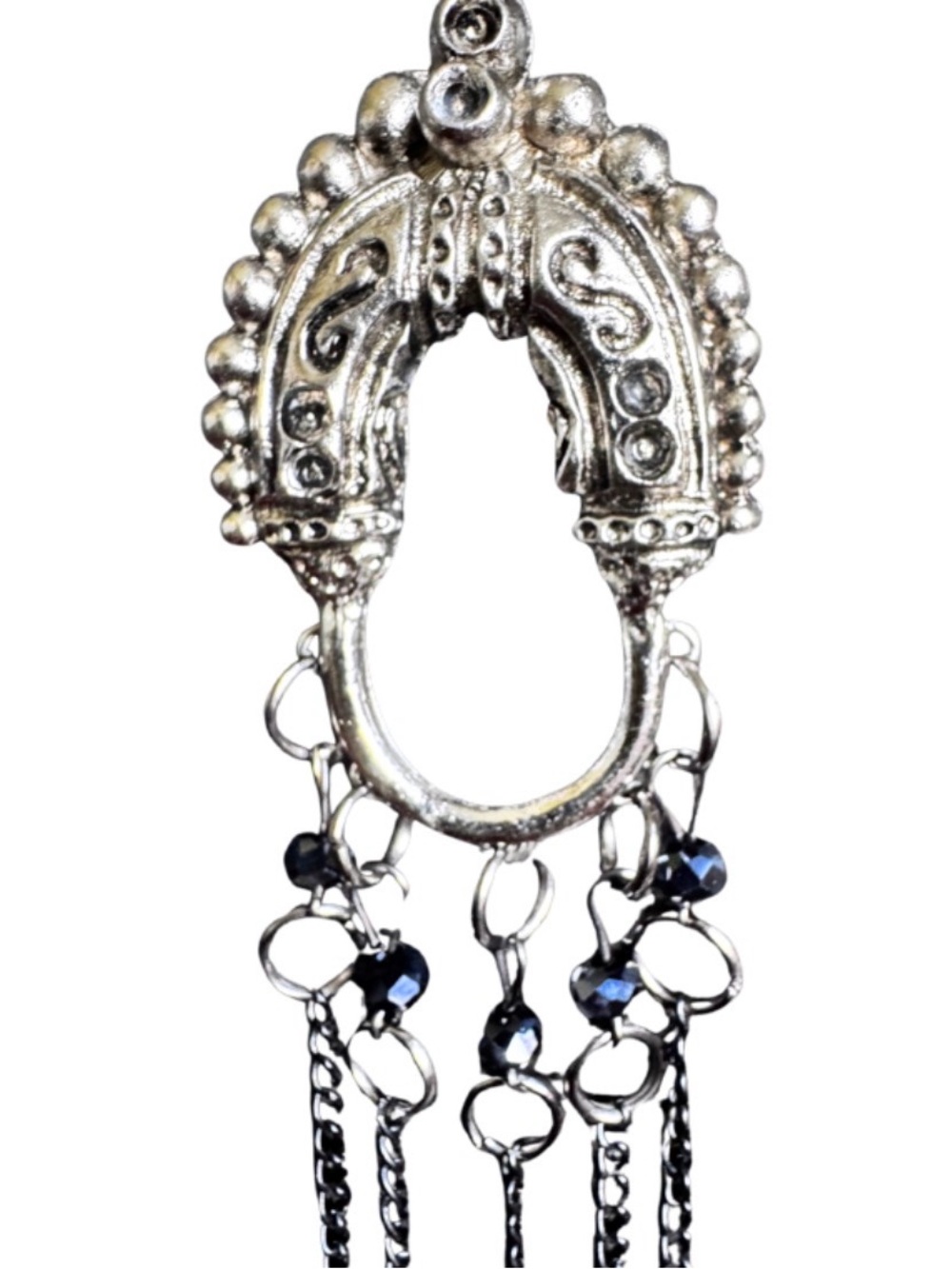 Hand Crafted Blue Glass Beads & Fringe